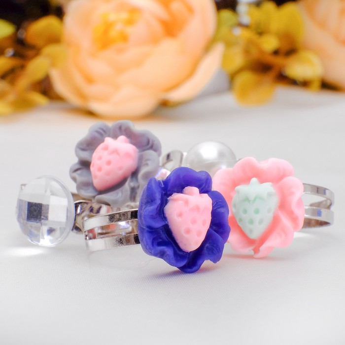 Кольца детские "Ассорти" клубнички, форма МИКС, цвет МИКС