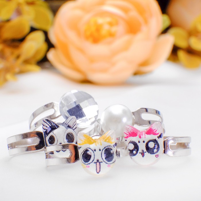 Кольца детские "Ассорти" котята, форма МИКС, цвет МИКС