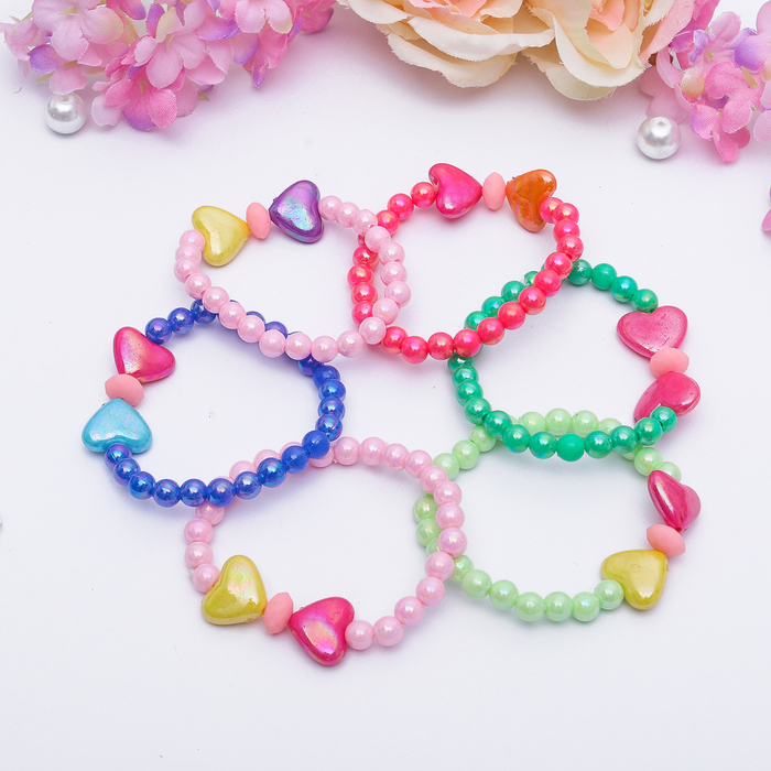 Браслет детский "Выбражулька" 1 нить, два сердца, цвет МИКС