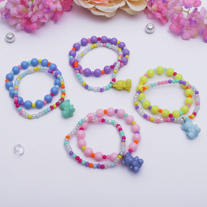 Браслет детский "Выбражулька" 2 нити, медвежонок, цвет МИКС