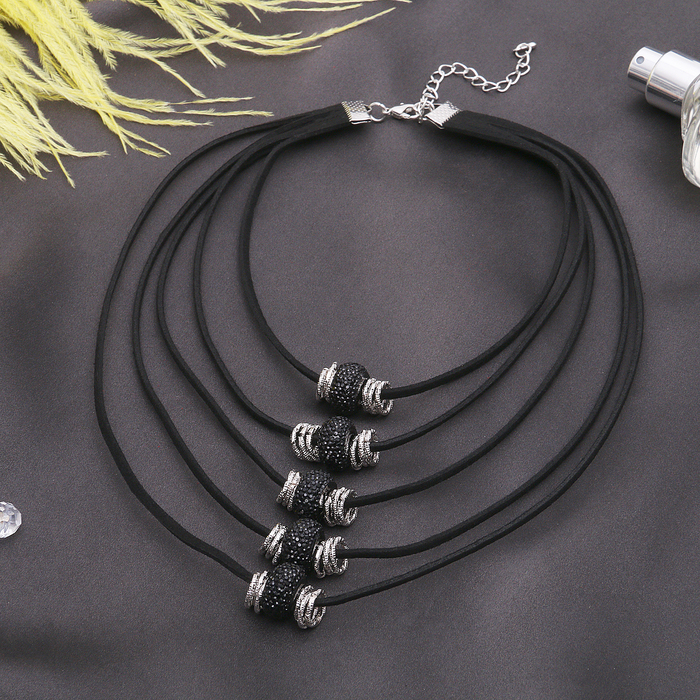 Колье "Марджери" 5 ярусов, цвет чёрно-серебряный