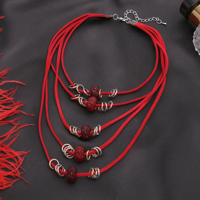 Колье "Марджери" 5 ярусов, цвет красный