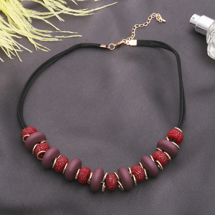 Бусы "Беатрис", цвет красно-чёрный в золоте, 45см