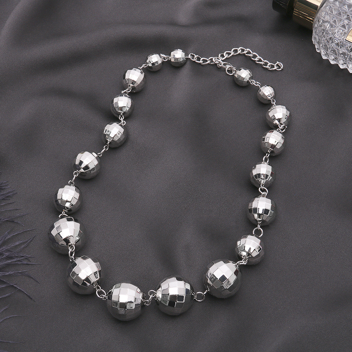 Бусы "Дискотека", цвет серебро, 50см