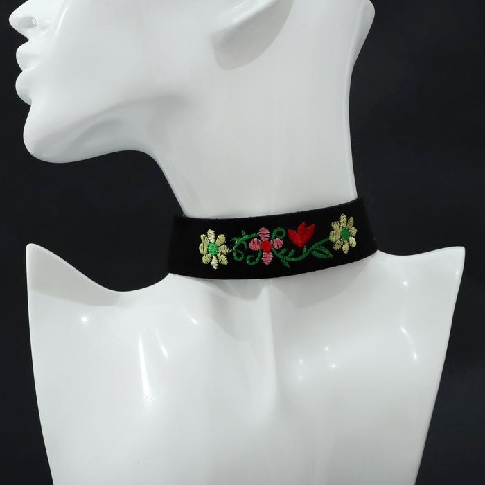 Чокер "Роуз" вышивка, цветы в букете, цветной