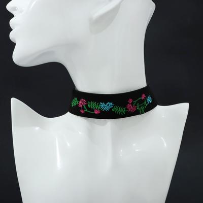 Чокер "Роуз" вышивка, цветочный луг, цветной