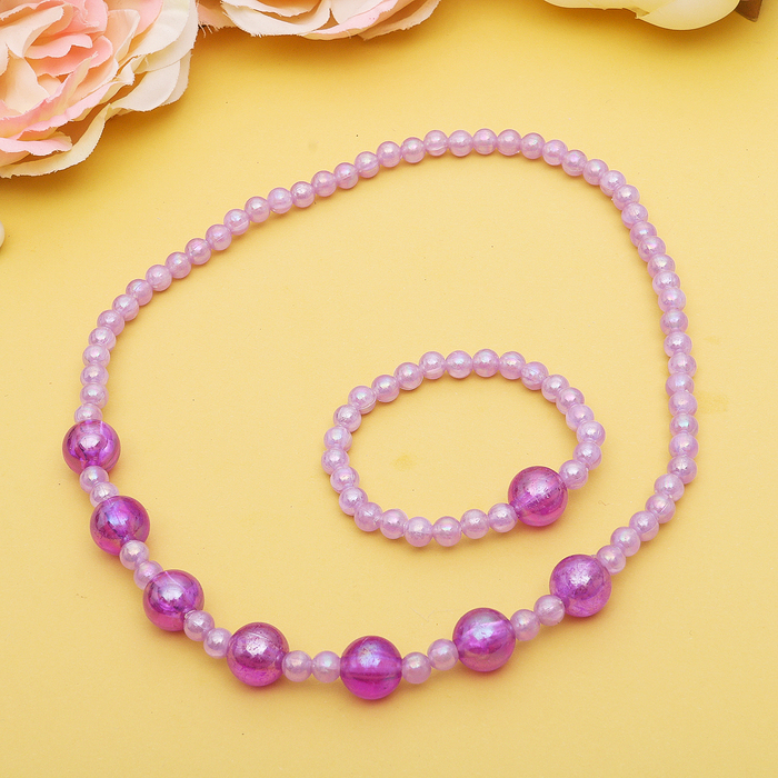 Набор детский "Выбражулька" 2 предмета: бусы, браслет, бусины космические, цвет МИКС