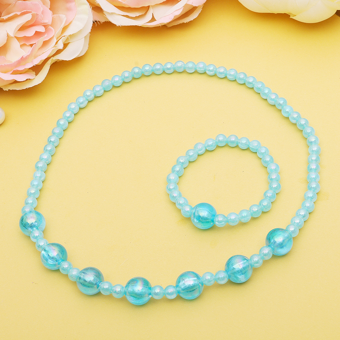 Набор детский "Выбражулька" 2 предмета: бусы, браслет, бусины космические, цвет МИКС