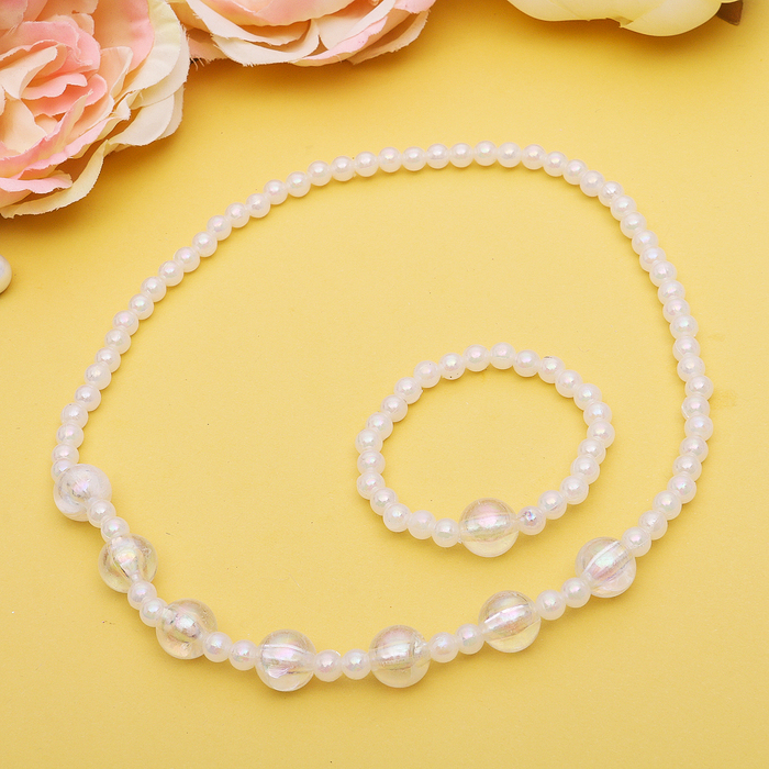 Набор детский "Выбражулька" 2 предмета: бусы, браслет, бусины космические, цвет МИКС