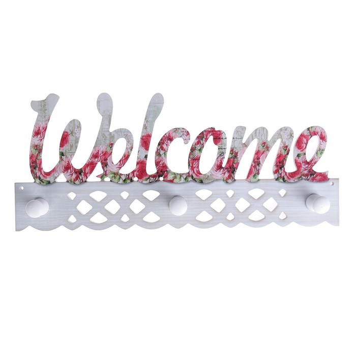 Крючки декоративные дерево "Добро пожаловать" 16,5х40х5 см