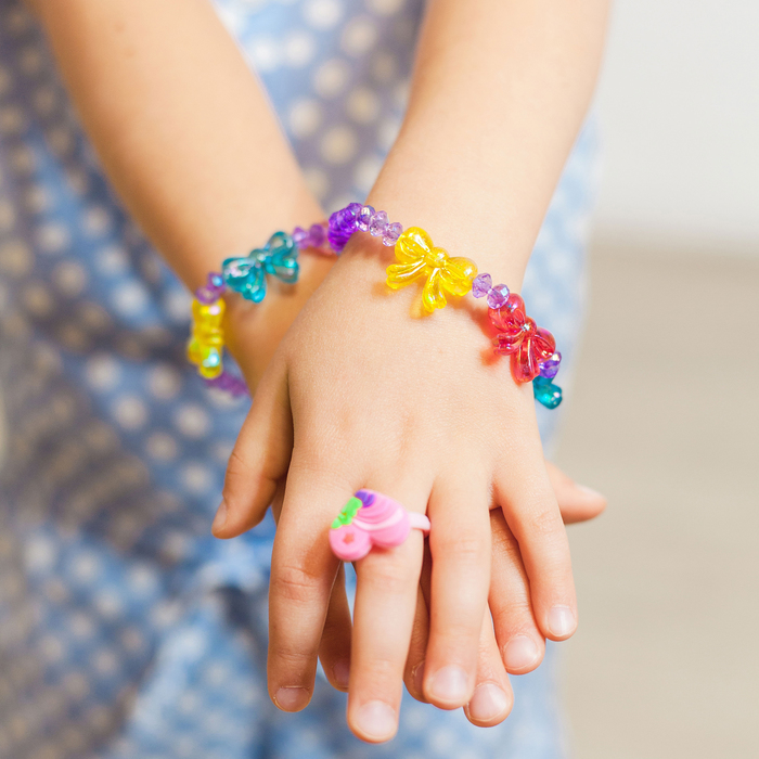 Набор детский "Выбражулька" 3 предмета: 2 заколки, браслет, короны с бантиками, цвет МИКС