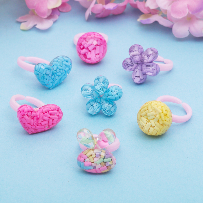 Кольцо детское "Выбражулька" с конфетти, форма МИКС, цвет МИКС