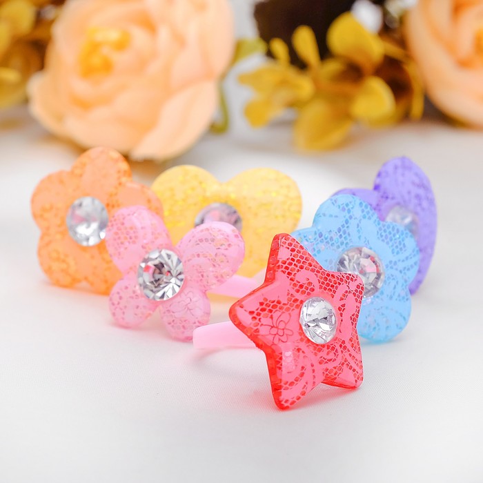 Кольцо детское "Выбражулька" ажурное, форма МИКС, цвет МИКС