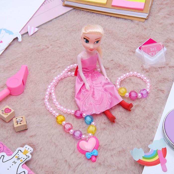 Набор детский "Выбражулька" 3 предмета: кукла, кулон, браслет, сердце, цвет МИКС