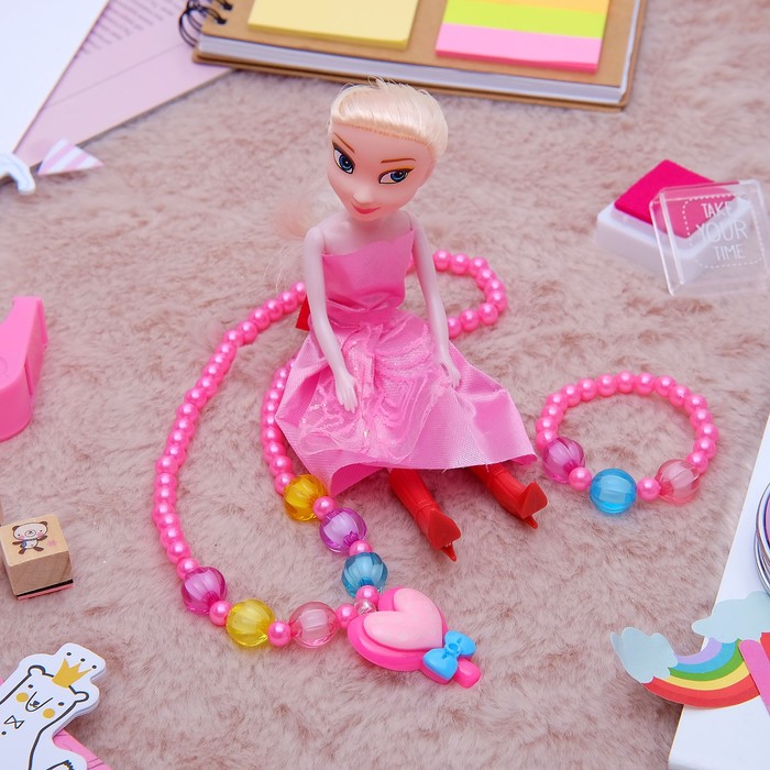 Набор детский "Выбражулька" 3 предмета: кукла, кулон, браслет, сердце, цвет МИКС