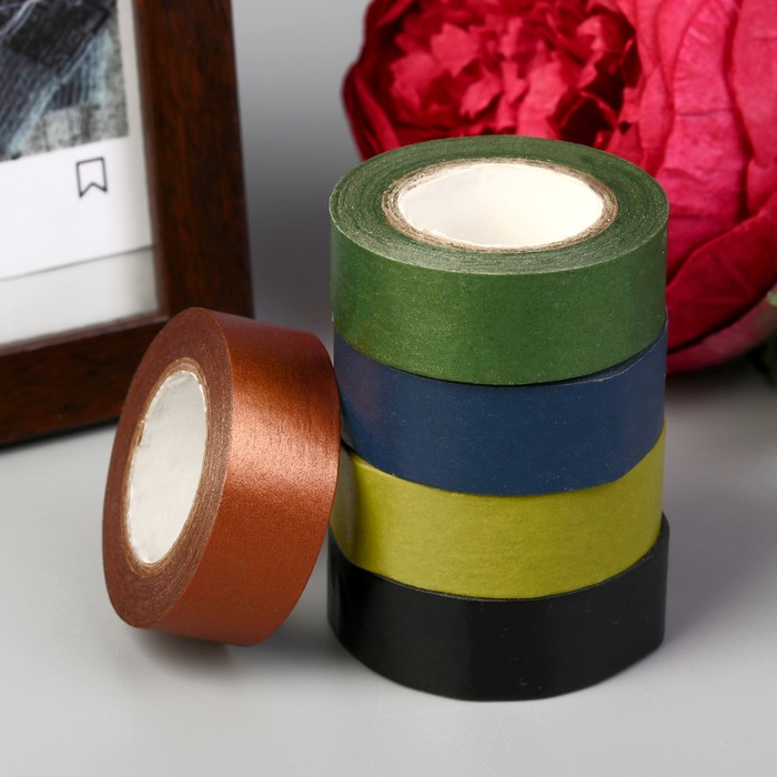 Клейкая лента декоративная бумажная "Металлические цвета" 1,5 см намотка 10 метров МИКС