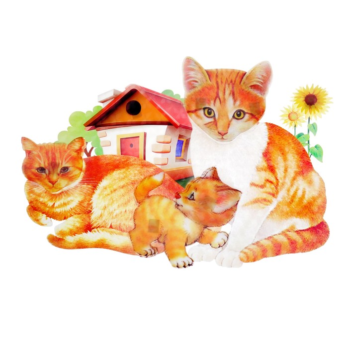 Наклейка пластик интерьерная 5D "Милые зверятки" МИКС 57х34 см