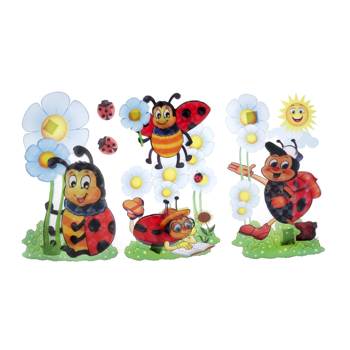 Наклейка пластик интерьерная 5D "Феи/Божьи коровки" МИКС 65х32 см