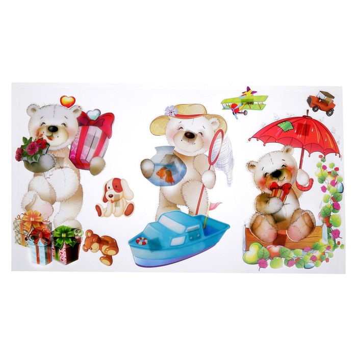 Наклейка пластик интерьерная "Мишки" 65х32 см