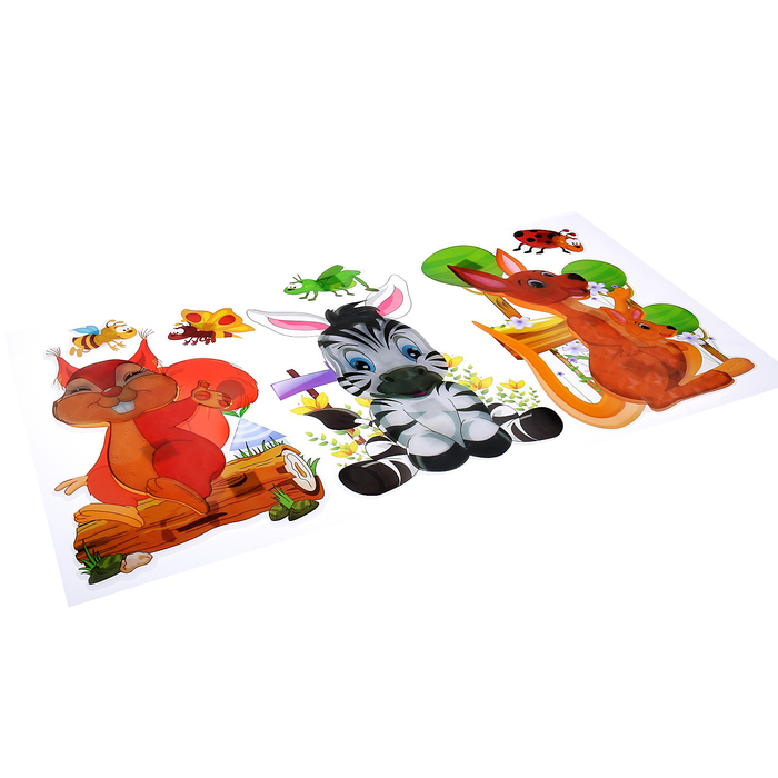 Наклейка пластик интерьерная "Зоопарк" МИКС 65х32 см