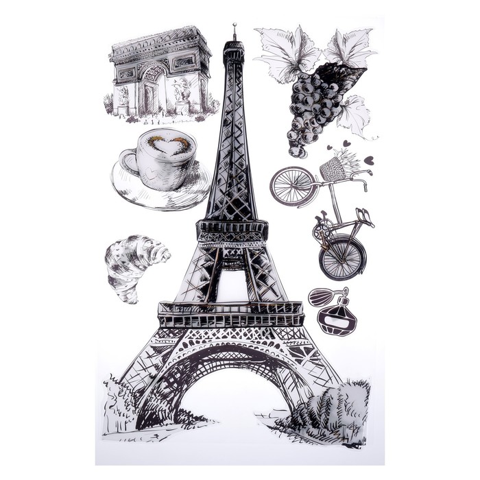 Наклейка пластик интерьерная 6D "Эйфелева башня" 65х36 см