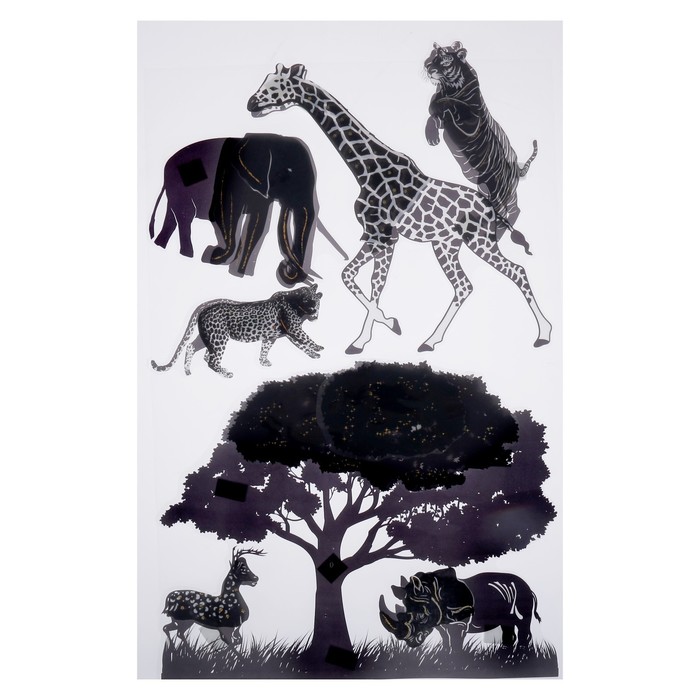 Наклейка пластик интерьерная 6D "Африка/Птицы" МИКС 65х36 см