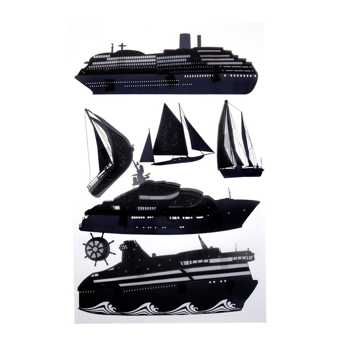 Наклейка пластик интерьерная 6D "Корабли" МИКС 65х36 см