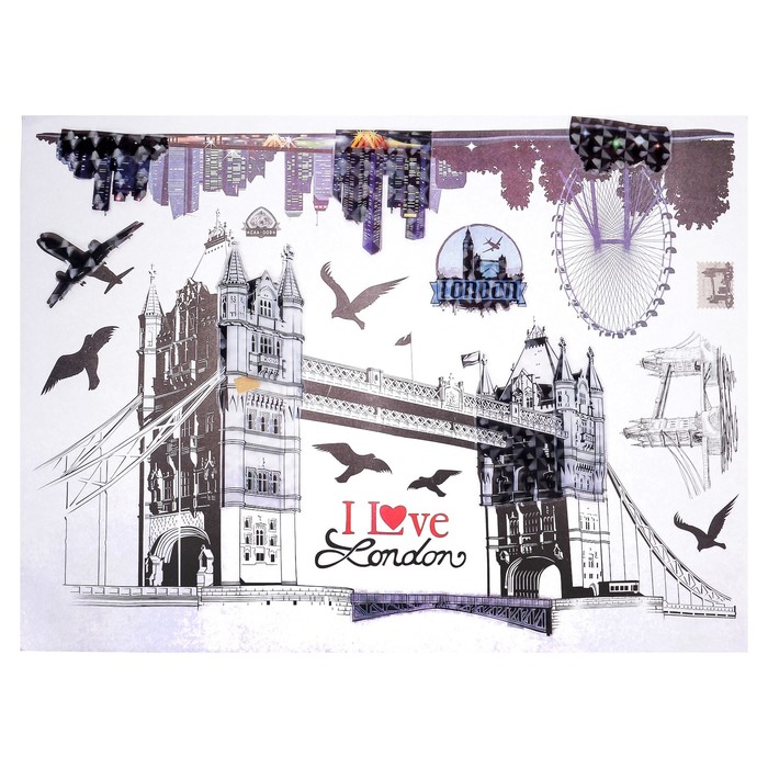 Наклейка пластик интерьерная "Лондон/Италия" МИКС 77х50 см