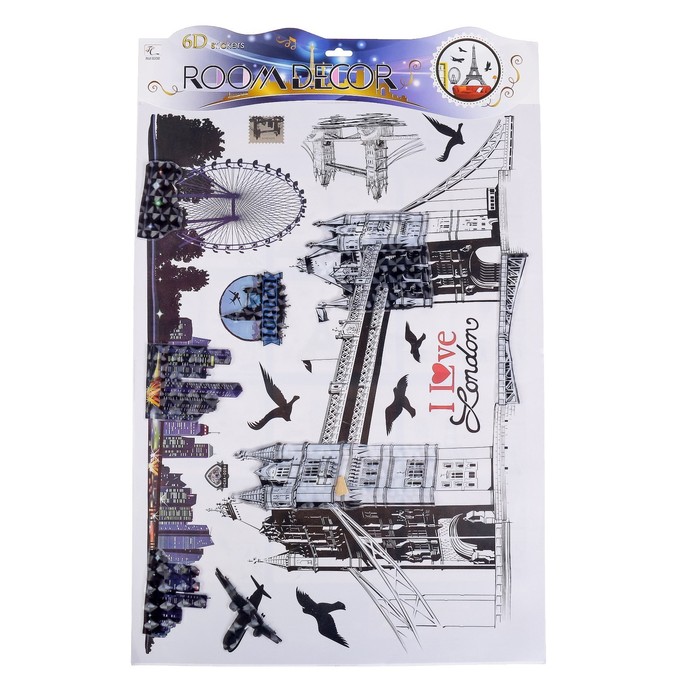 Наклейка пластик интерьерная "Лондон/Италия" МИКС 77х50 см