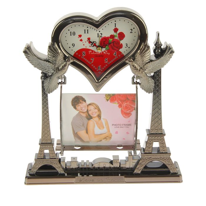 Будильник "Голуби любви" с фоторамкой (см) микс 24*6*25см