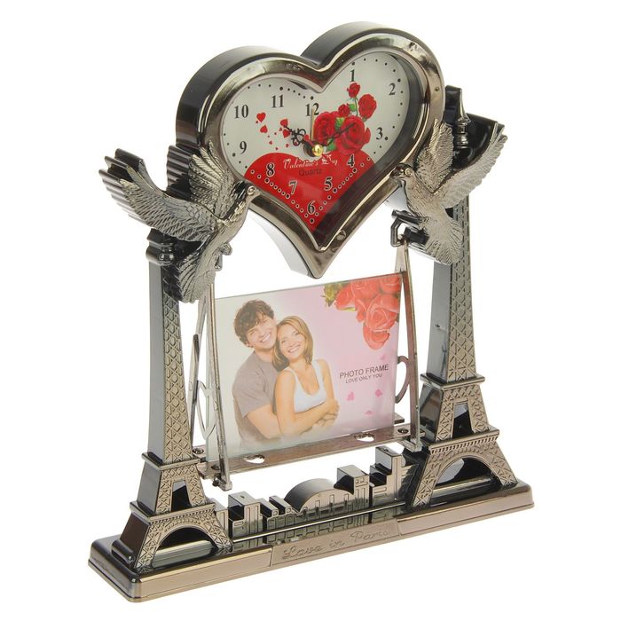 Будильник "Голуби любви" с фоторамкой (см) микс 24*6*25см