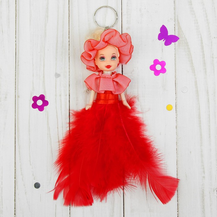 Игрушка куколка-брелок "Куколка" в шляпке, цвета МИКС
