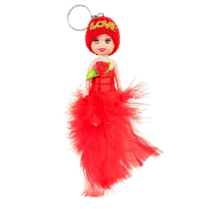 Игрушка куколка-брелок "Куколка" цветочек на груди, цвета МИКС