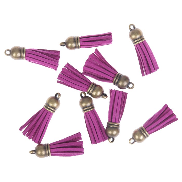Декор для творчества иск. замша "Бахрома ярко-фиолет" латунь набор 10 шт 4х1,7 см