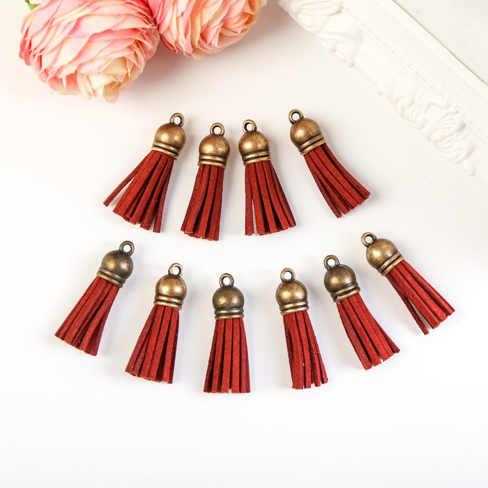 Декор для творчества иск. замша "Бахрома терракот" латунь набор 10 шт 4х1,7 см