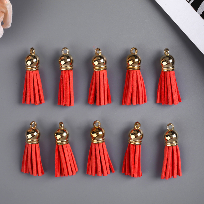 Декор для творчества иск. замша "Бахрома коралл" золото набор 10 шт 4х1,7 см