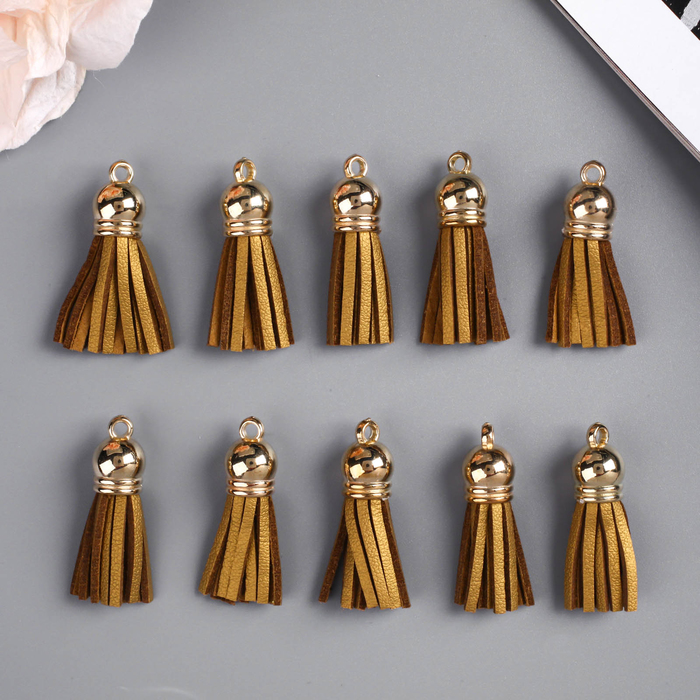 Декор для творчества иск. замша "Бахрома золотая" набор 10 шт 4х1,7 см