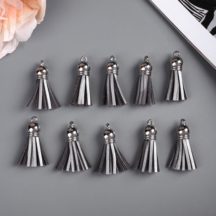 Декор для творчества иск. замша "Бахрома серебро" набор 10 шт 4х1,7 см