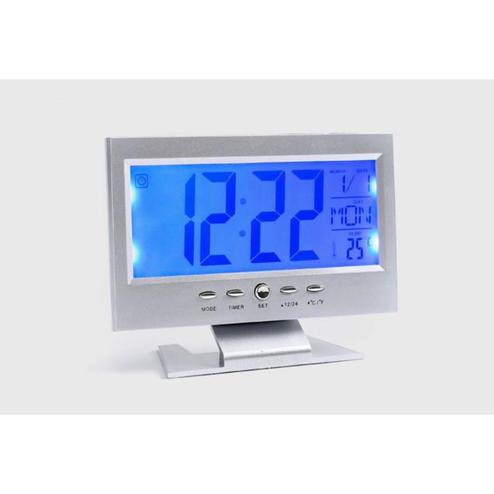 Электронные часы-будильник прямоуг, подсветка, температура, дата, 2ААА, 14,5*11см