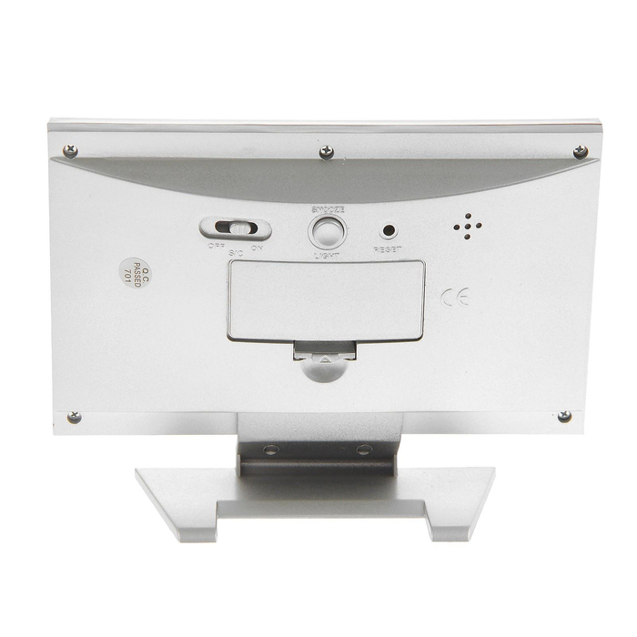 Электронные часы-будильник прямоуг, подсветка, температура, дата, 2ААА, 14,5*11см