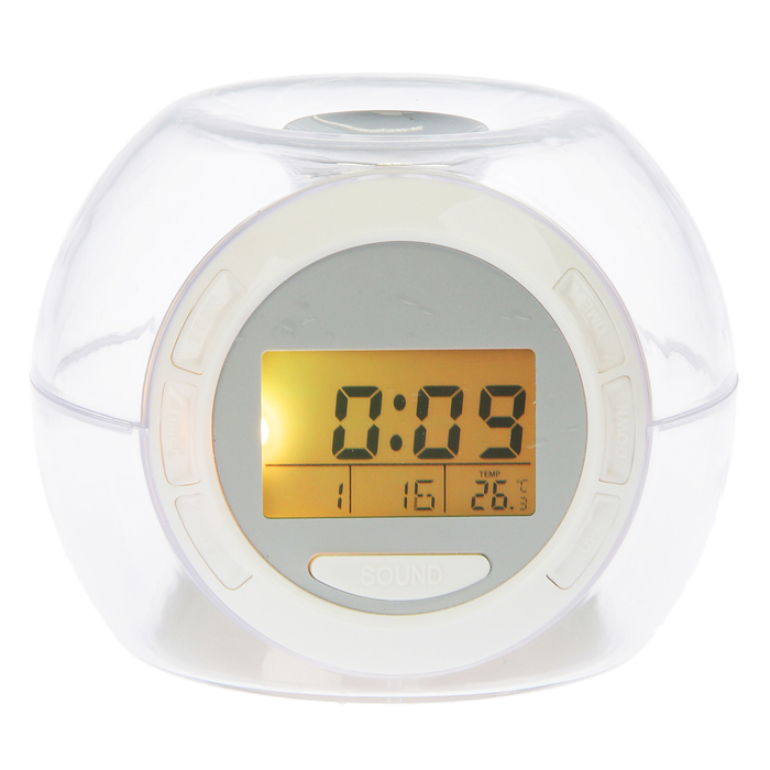 Электронные часы-будильник, 7 подсветок, температура, дата,7 звуков,3ААА, 10*10см