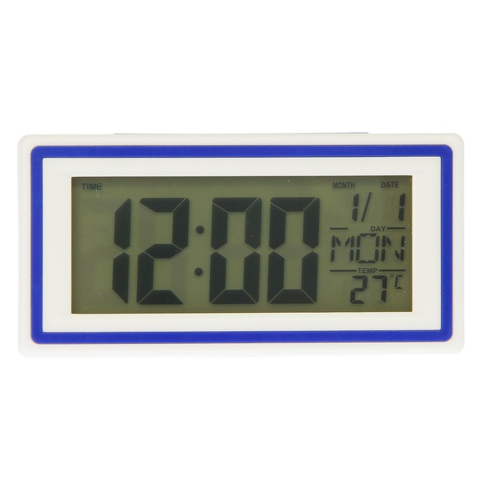 Электронные часы-будильник прямоуг, подсветка от шума, температура, дата 2ААА, 10*5,5см