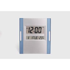 Часы электронные настенные, настольные: календарь, термометр, 23 х 26 см, микс Ош