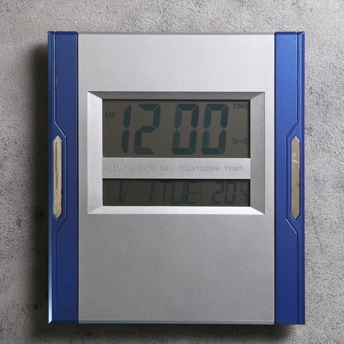 Электронные настенные часы прямоуг вставка микс, дата, температура, 2 АА23*26см