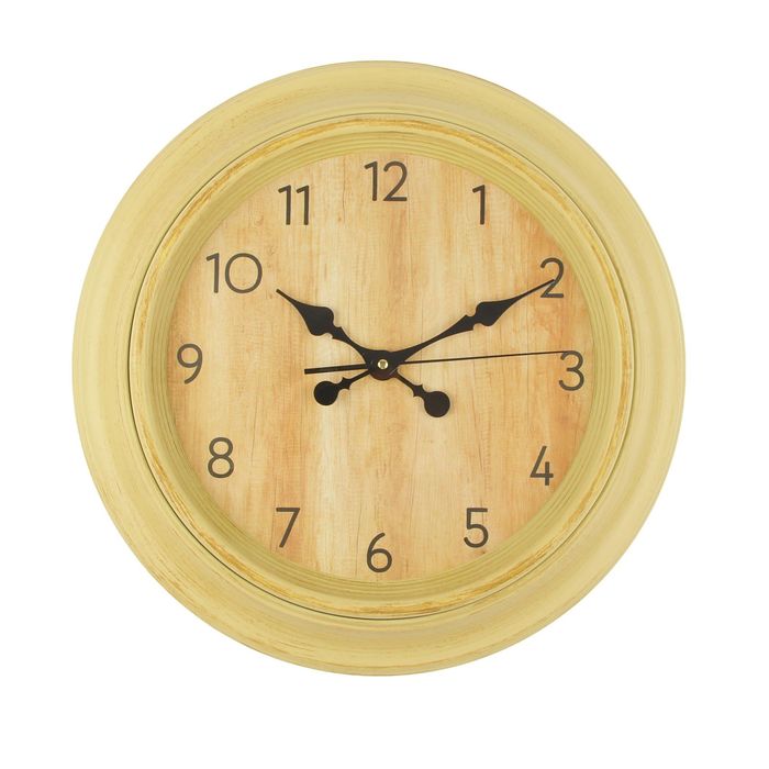 Часы настенные «Классика», круглые, арабские цифры, циф-т под дерево, бежевые, d=45 см