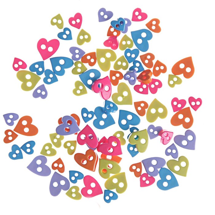 Набор пуговиц "Сердечки" 5гр (I1430-W2, Ассорти 1)