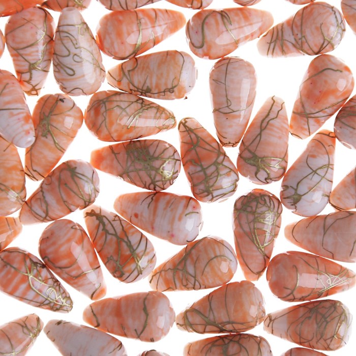 Набор бусин пластик (55 шт) "Цветные капельки" 1,8 см, оранжевый