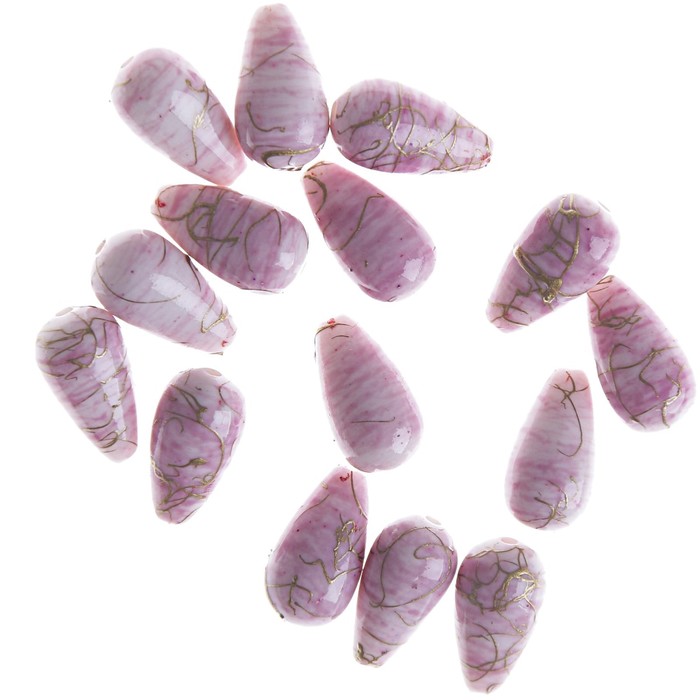 Набор бусин пластик (55 шт)  "Цветные капельки"1,8 см, розовый