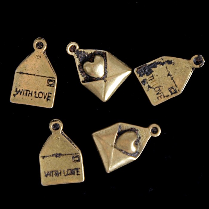 Подвеска металлическая "Конверт" набор 5 шт, 10х15мм (H0778 бронза)