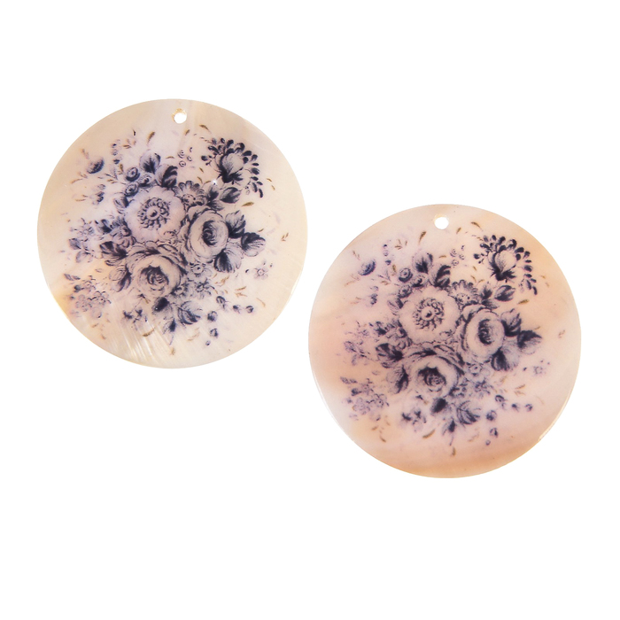 Декор для творчества круг "Винтажные цветы" d=5 см набор 2 шт